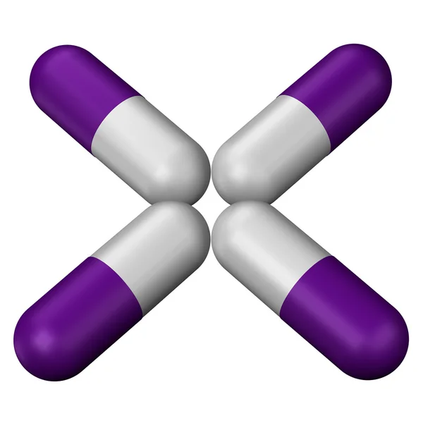 Des pilules violettes. rendu 3D . — Photo