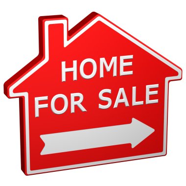 Ev satışı işareti için. 3D render.