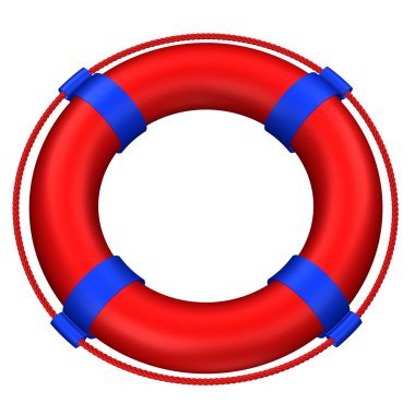 Lifebuoy çizgileri ve ip. 3D render.