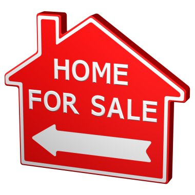 Ev satışı işareti için. 3D render.