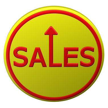 Konsept: satış ok ile kelime. 3D render.