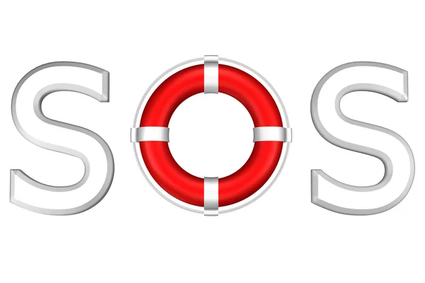 Konsept: kelime Sos lifebuoy. 3D render.