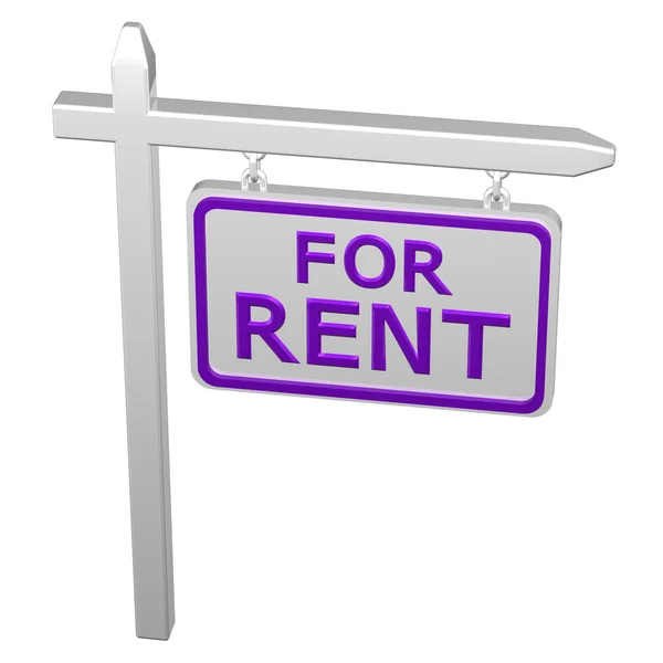 Pillar with sign for rent. 3D rendering. — Stock Photo, Image