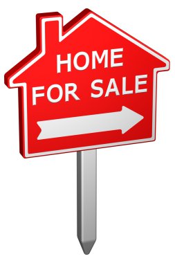 Ev satışı işareti için. 3D render.