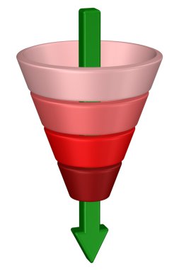 Konsept: satınalma huni. 3D render.
