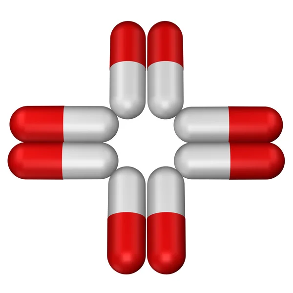 Κόκκινο χάπια. απόδοσης 3D. — Φωτογραφία Αρχείου