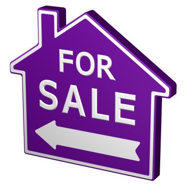 Ev satışı işareti için. 3D render.