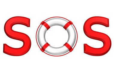 Konsept: kelime Sos lifebuoy. 3D render.