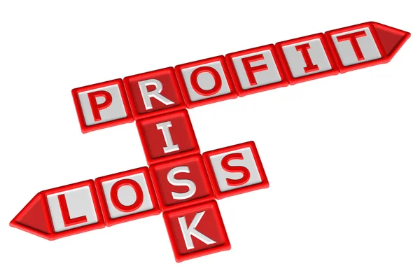 Blokken met woord winst, risico, verlies. 3D-rendering. — Stockfoto