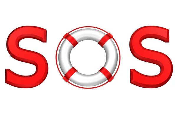 Konsept: kelime Sos lifebuoy. 3D render.