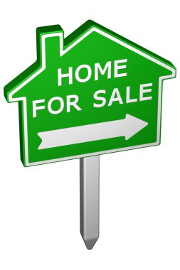 Ev satışı işareti için. 3D render.