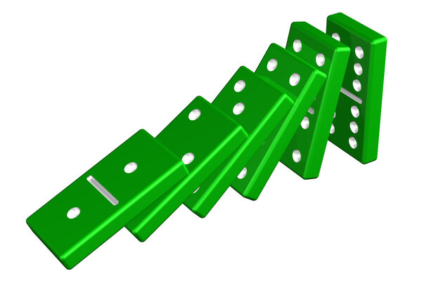 Concept: domino effect. 3D rendering.