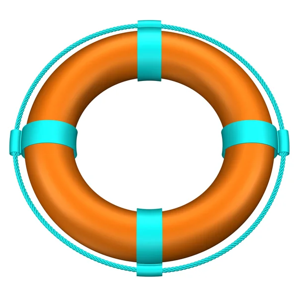 Lifebuoy çizgileri ve ip. 3D render.