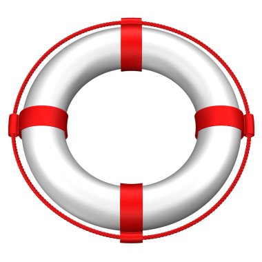 Lifebuoy çizgileri ve ip. 3D render.
