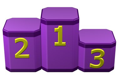 Sayılar ile kazanan podyum. 3D render.