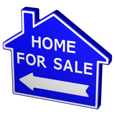 Ev satışı işareti için. 3D render.