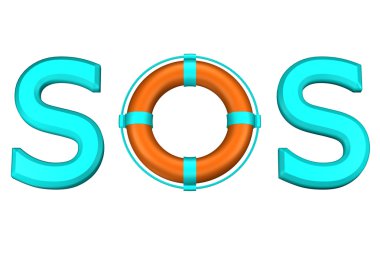 Konsept: kelime Sos lifebuoy. 3D render.