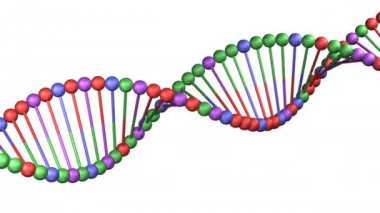 Konsept: Dna molekülü etrafında dön. 3D render.