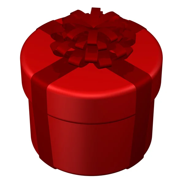 Okrągłe pudełko wiązanej wstążka z łuku. renderowania 3D. — Zdjęcie stockowe