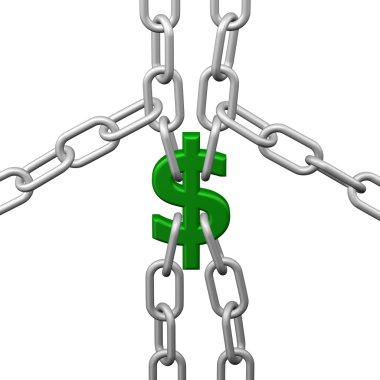 Dolar işareti zincirleri. 3D render.