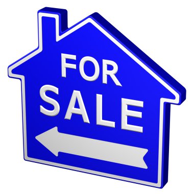 Ev satışı işareti için. 3D render.