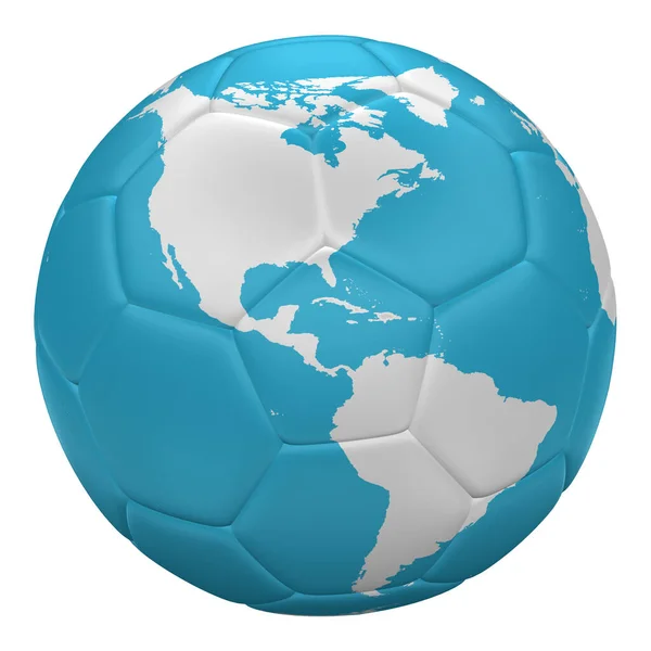 Soccer Ball Planet Earth Isolated White Background America Rendering — Stok fotoğraf