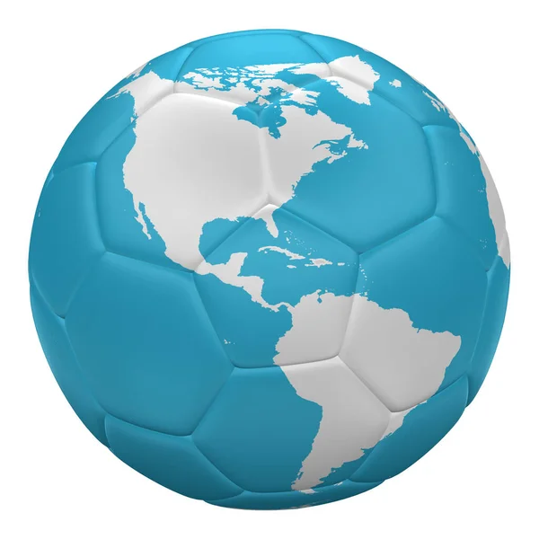 Soccer Ball Planet Earth Isolated White Background America Rendering — Stock Photo, Image