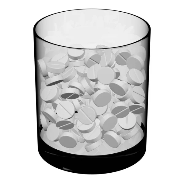 Glass Pills Isolated White Background Gray Spheres Furrows Background Full — ストック写真