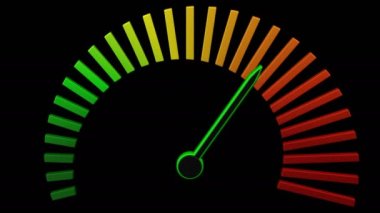 Siyah ve yeşil ince oklu yükselme ölçer. Döngüye tabi. Luma mat. 3B görüntüleme.
