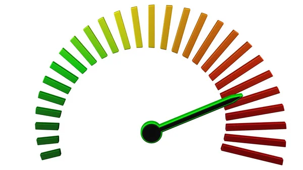 Вимірювач Ескалації Чорно Зеленою Тонкою Стрілкою Ізольованою Білому Тлі Візуалізація — стокове фото