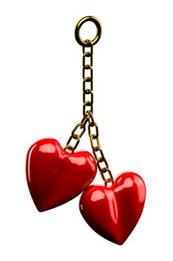 Beyaz arka plan üzerinde izole bir iki kalp Anahtarlık