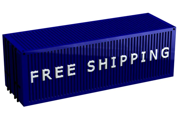 Shipping container met woorden gratis verzending — Stockfoto