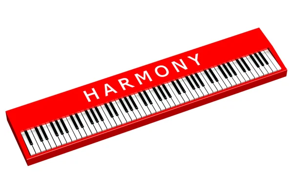 Červené piano s slovo harmonie — Stock fotografie