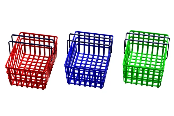 Colored shopping baskets isolated on white background — Stock Photo, Image