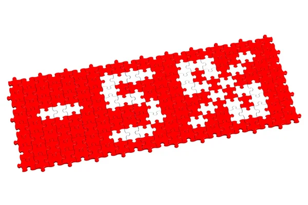 Red puzzle with sign -5% — Stock fotografie