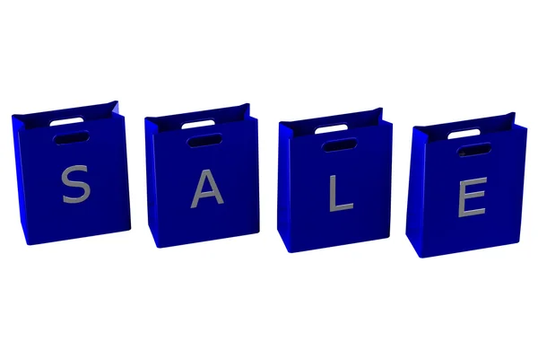 Blue shopping bags with word sale — Stock Photo, Image