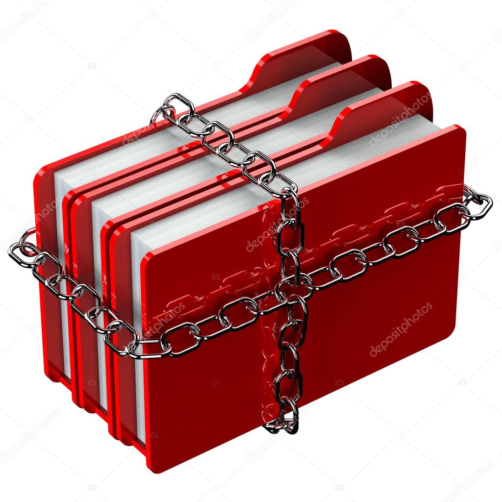 Red folders with chain 
