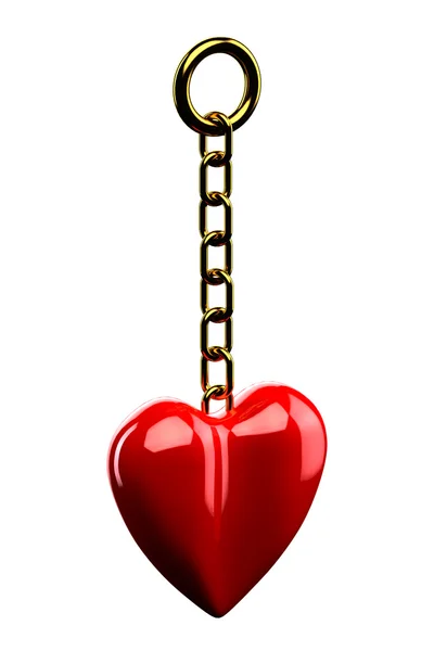 Nyckelring med ett hjärta som isolerad på vit bakgrund — Stockfoto