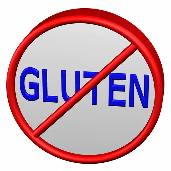 Signe d'interdiction avec mot gluten — Photo