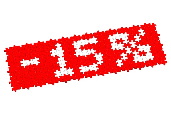 Red puzzle with sign -15% — Φωτογραφία Αρχείου