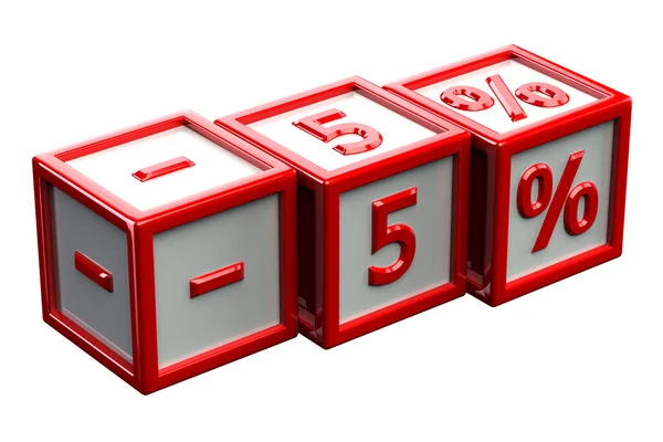 Blocks with sign -5% — Stock Photo, Image