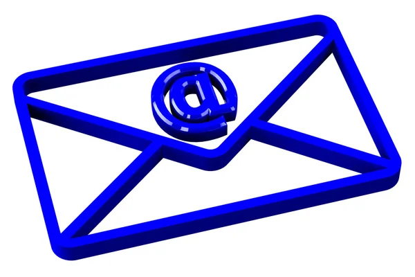 Синій конверт зі знаком e-mail — стокове фото