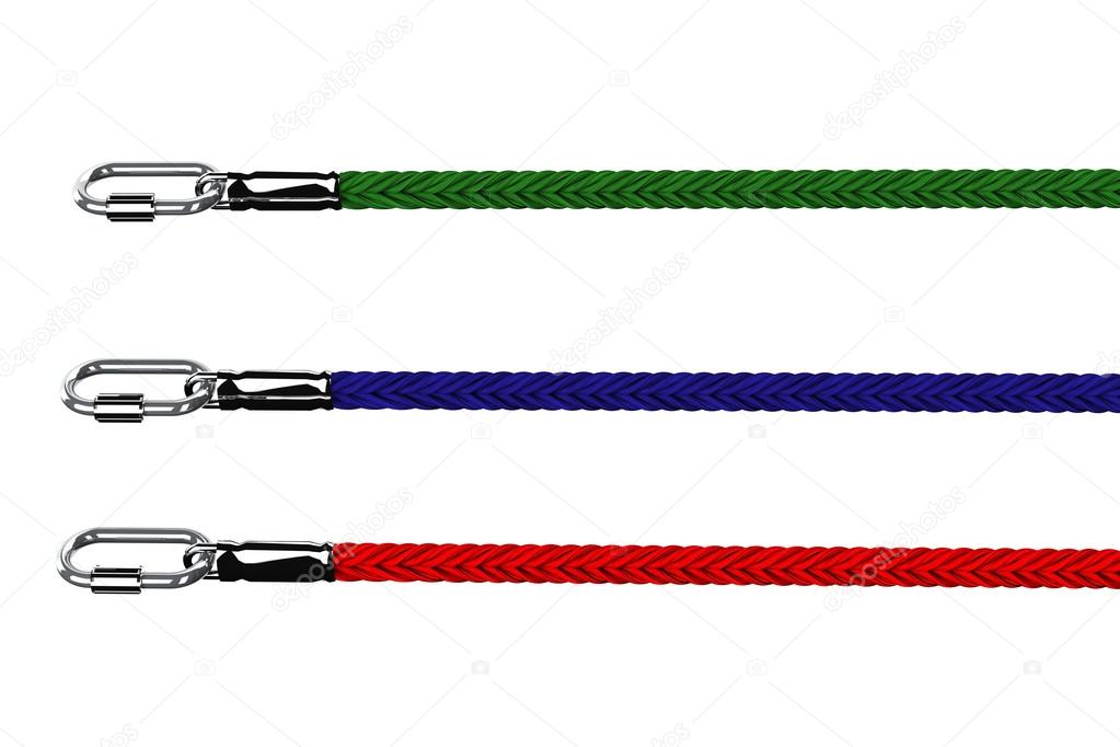 Ropes with snap hook isolated on white background