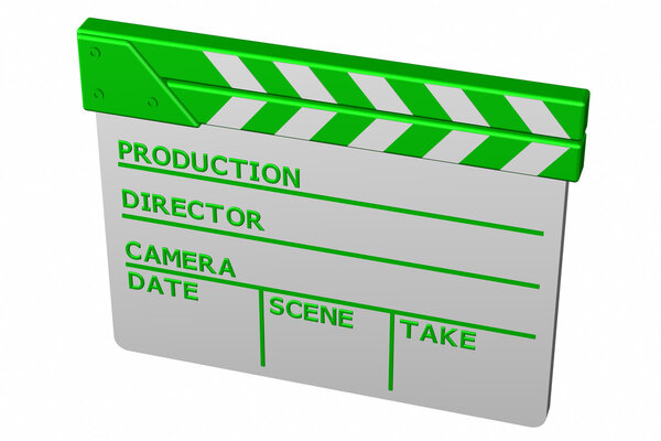 Clapperboard, isolated on white background.