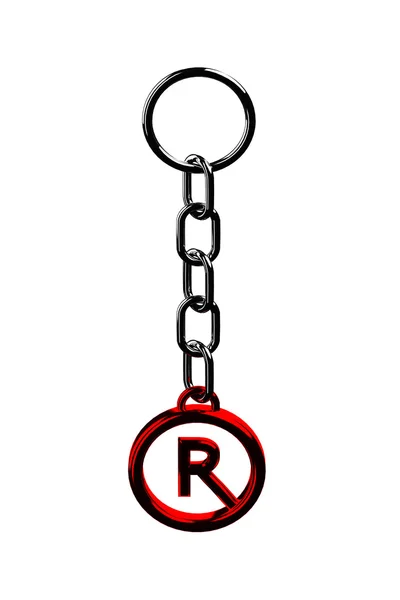 Llavero: cadena con un símbolo de copyright aislado sobre fondo blanco . — Foto de Stock