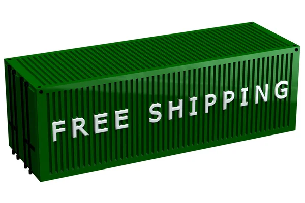 Shipping container met woorden gratis verzending — Stockfoto