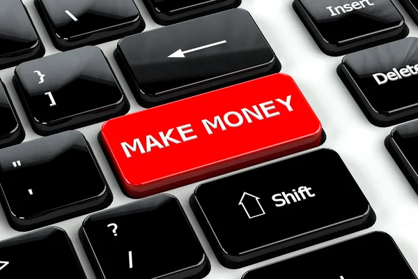 Financiën concept: Maak geld op computer toetsenbord achtergrond — Stockfoto