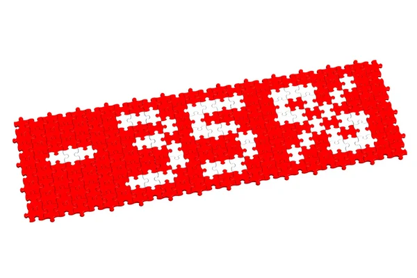 Rompecabezas rojo con signo -35% — Foto de Stock
