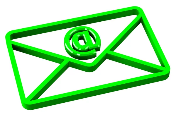 Groen envelop met teken e-mail — Stockfoto