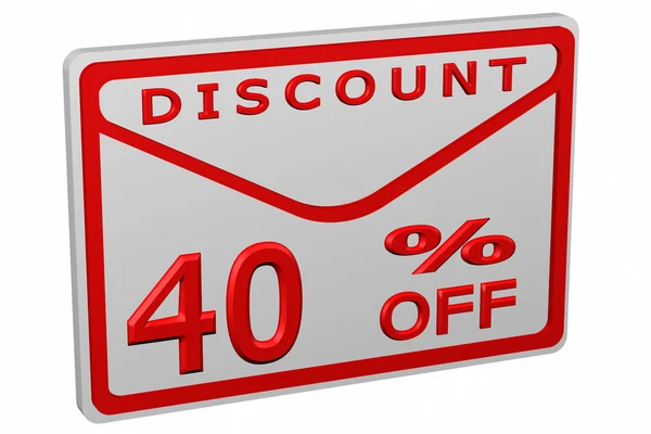 Envelope with sign discount 40 % off — Stock Photo, Image